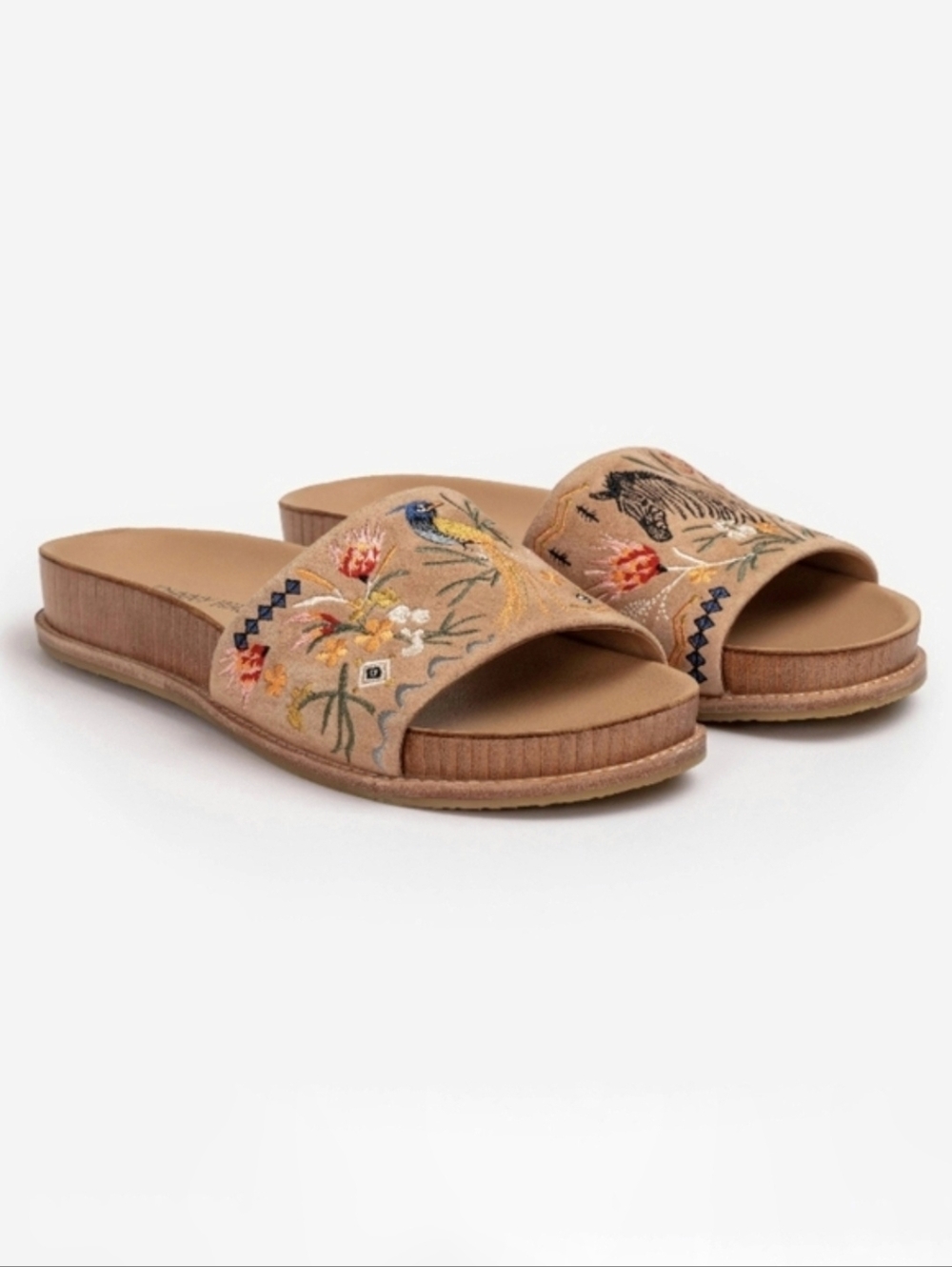 Johnny Was Watipaso Jungle Suede Slides Sandals